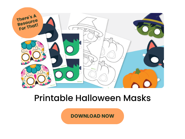 Printable Halloween Masks preview with orange 