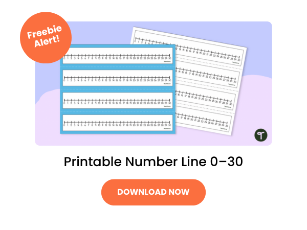 Printable Number Line Worksheet with dark orange 