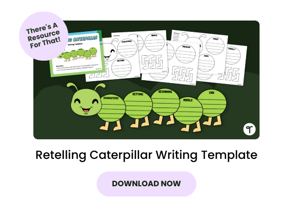 Retelling Caterpillar Writing Template with pink 