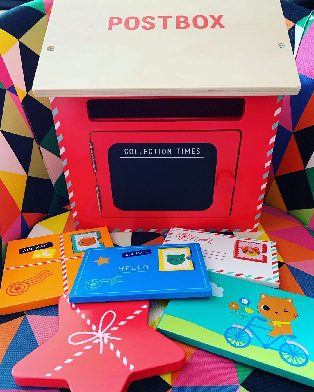 Kmart hacks for teachers: a wooden postal box with letters
