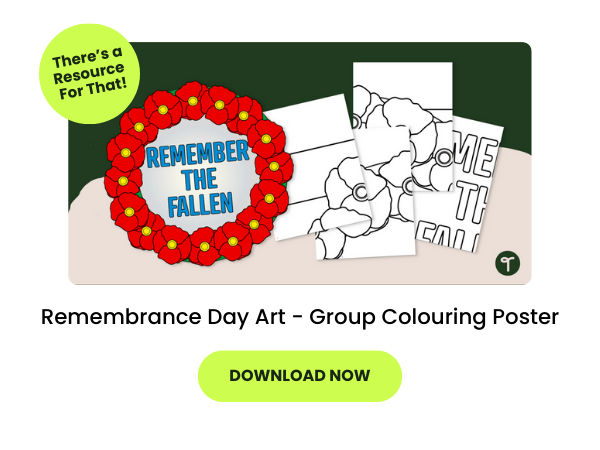 A primary teaching resource called 'Remembrance Day Art - Group Colouring Poster'