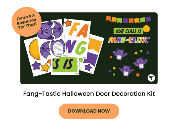 Fang-Tastic Halloween Door Decoration Kit with orange 