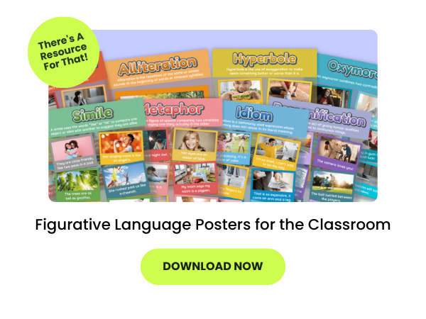 Text reads Figurative Language Posters for the Classroom beneath an image of the posters