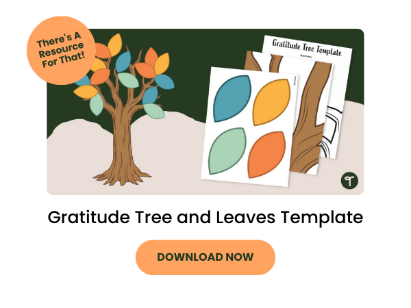 Gratitude Tree and Leaves Template with orange 