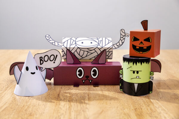 Halloween 3D Objects on wooden table