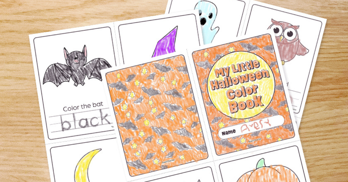 Halloween Coloring Pages on table