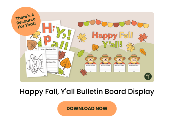Happy Fall, Y'all Bulletin Board Display with orange 