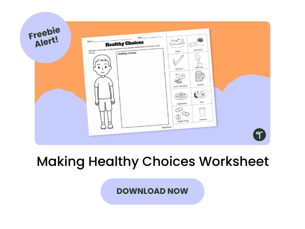 Making Healthy Choices Worksheet Preview with purple 