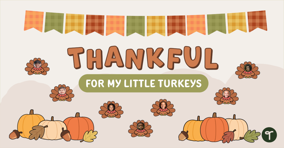 Thankful For My Little Turkeys Bulletin Board Preview