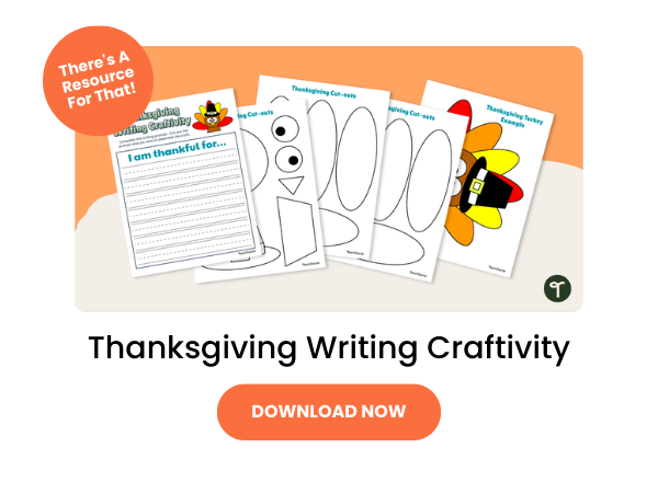 Thanksgiving Writing Craftivity Preview with orange 