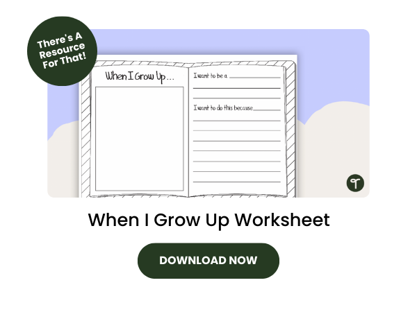 When I Grow Up Worksheet with dark green 