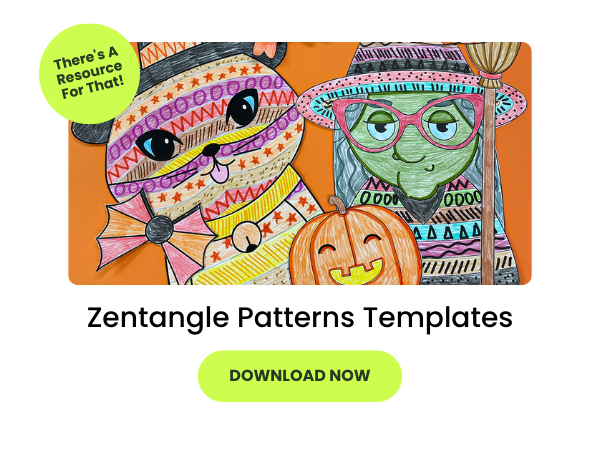 Zentangle Patterns Templates with green 