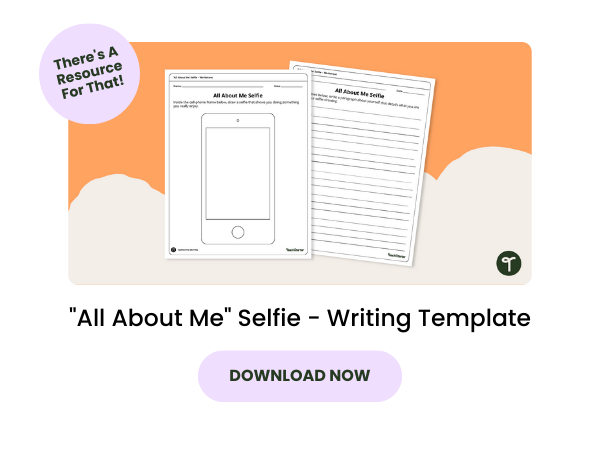 All About Me Selfie Writing Template with pink 