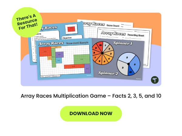 Array Races Multiplication Game with green 