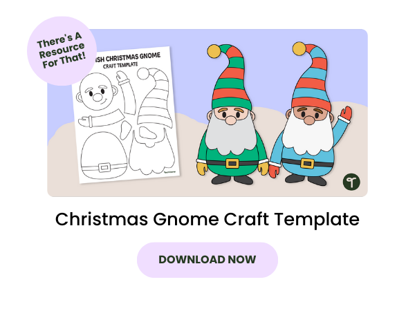 Christmas Gnome Craft Template Preview with pink 