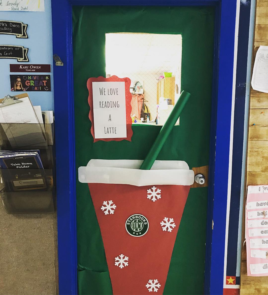 Coffee Christmas Classroom Door 