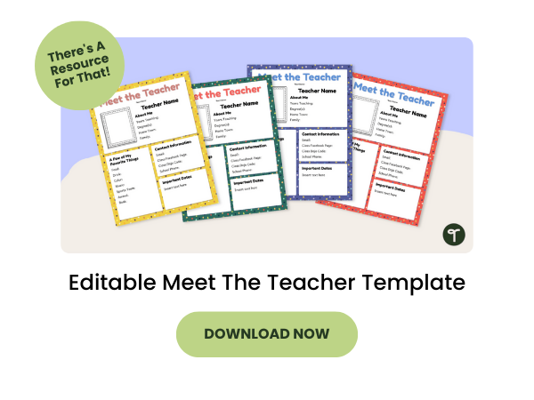 Editable Meet The Teacher Template with green 