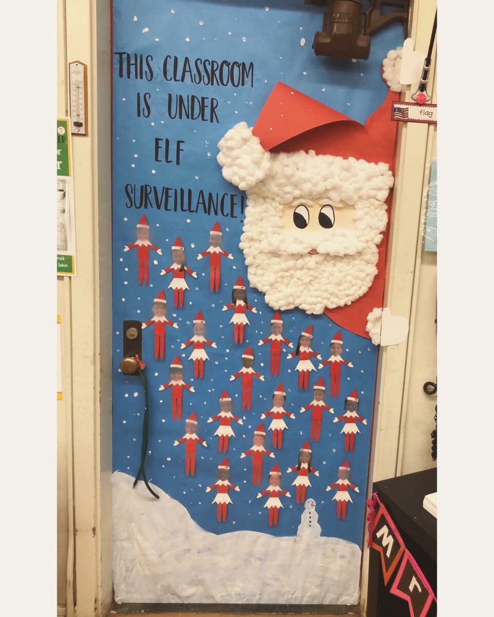 Elf Surveillance Christmas Door