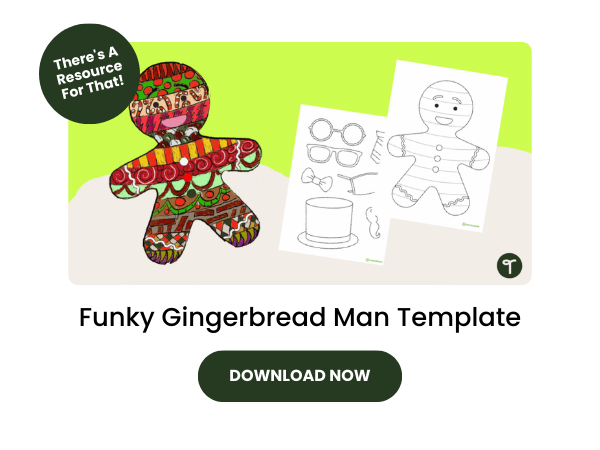 Funky Gingerbread Template with dark green 
