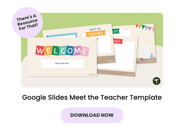 Google Slides Meet the Teacher Template with pink 