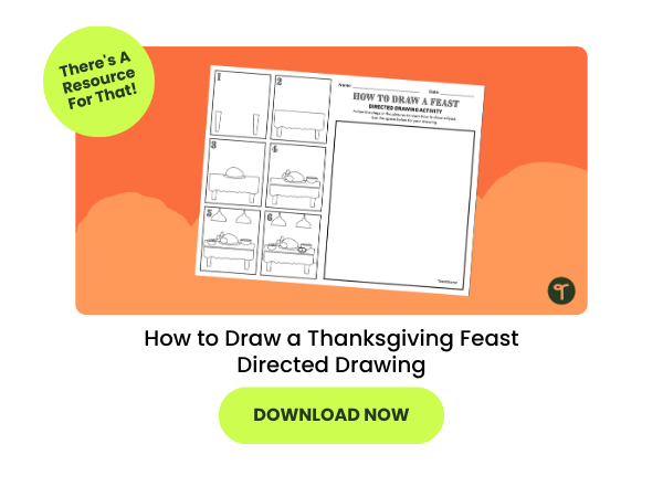 How to Draw a Thanksgiving Feast preview with green 