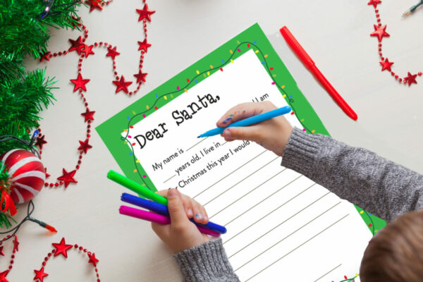 Letter to Santa Template with student's hand