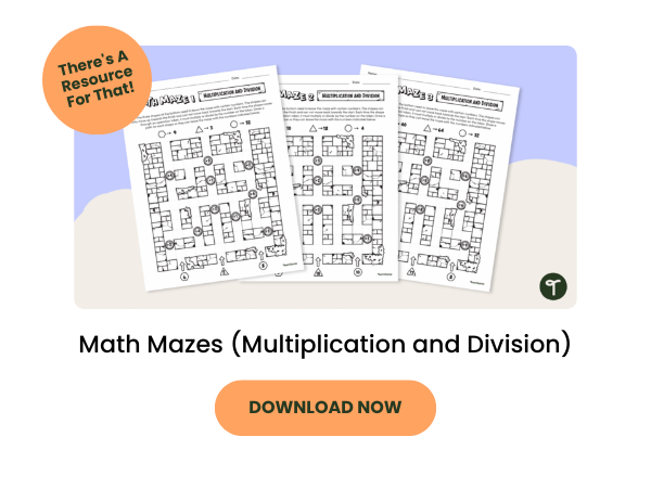 Math Mazes resource preview with orange 