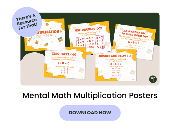 Mental Math Multiplication Posters with purple 