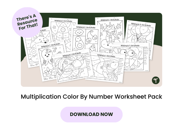 Multiplication Color by Number Preview with pink 