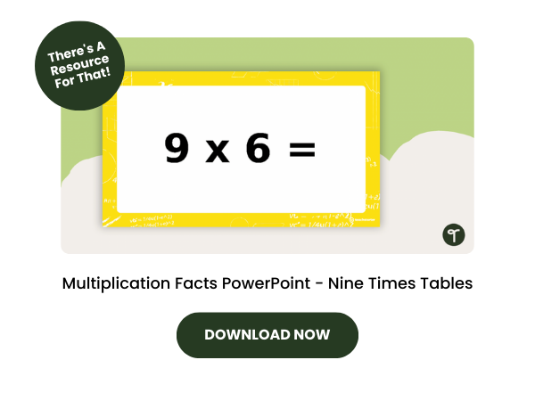 Multiplication Facts PowerPoint preview with dark green 
