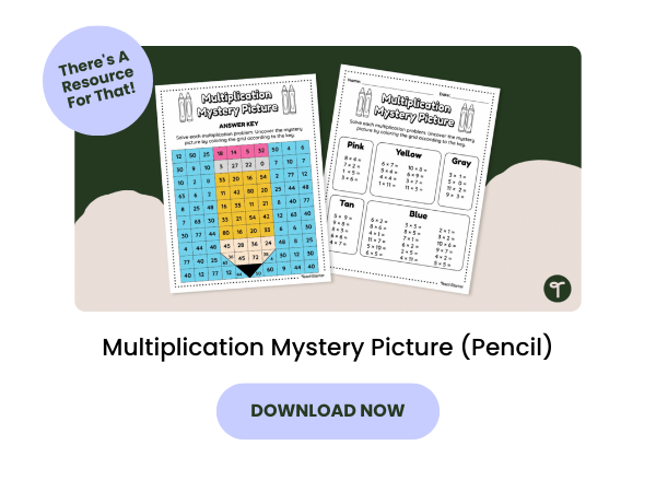 Multiplication Mystery Picture (Pencil) with purple 