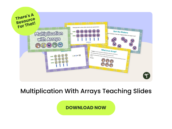 Multiplication With Arrays Teaching Slides with green 