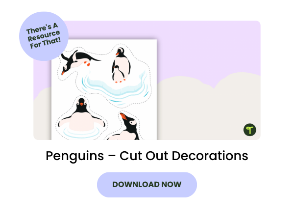 Penguins Cut Out Decorations Preview with purple 