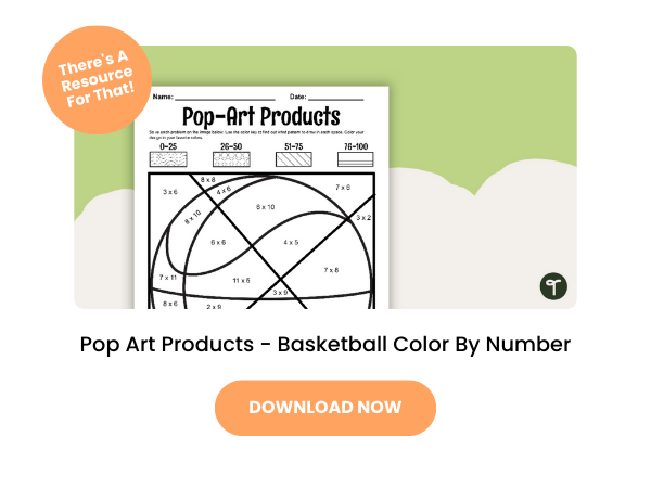 Pop Art Products Color by Number with orange 