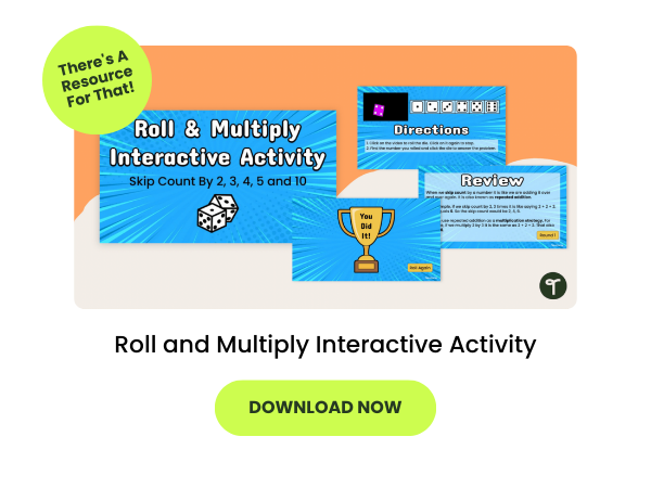 Roll and Multiply Interactive Activity with green 
