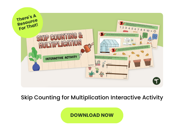 Skip Counting for Multiplication Interactive Activity with green 