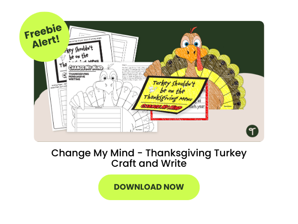 Thanksgiving Turkey Craft and Write preview with green 