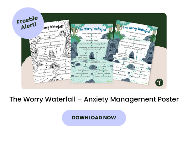 Primary teaching resource called: The Worry Waterfall – Anxiety Management Poster