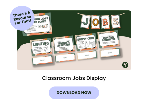 A primary classroom teaching resource called 'classroom job display'