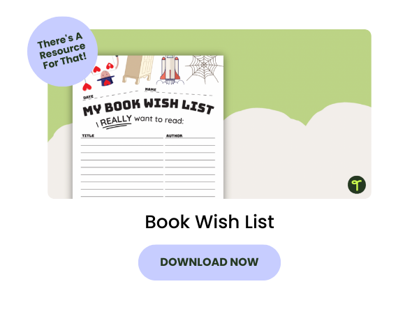 Book Wish List template with purple 