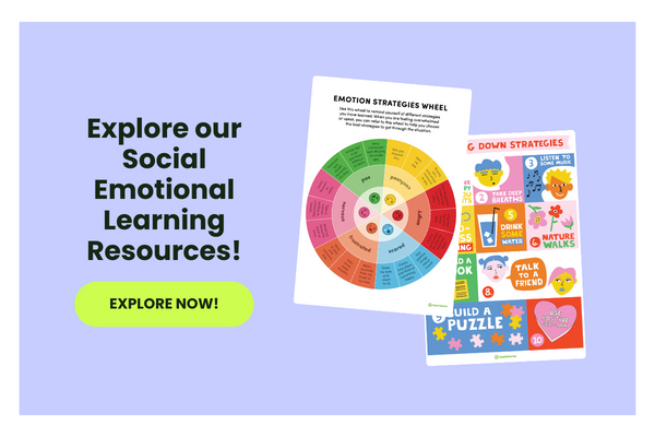 A purple bubbled with the text 'Explore our Social Emotional Learning Resources'