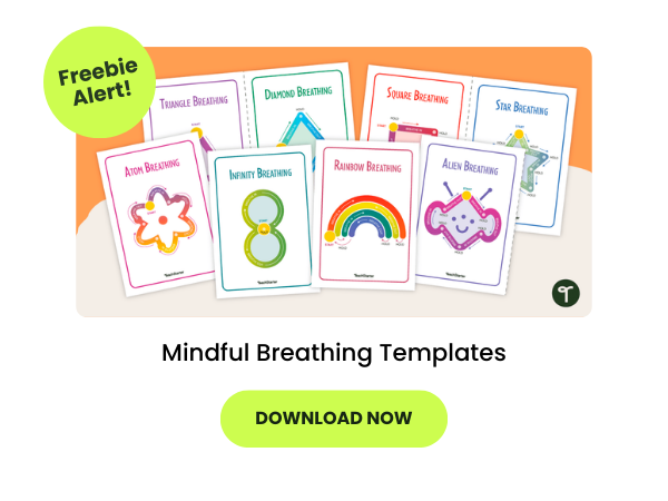 A primary teaching resource called 'Mindful Breathing Templates'