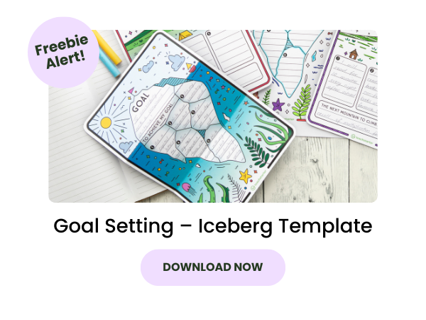 Goal Setting Iceberg Template with pink 