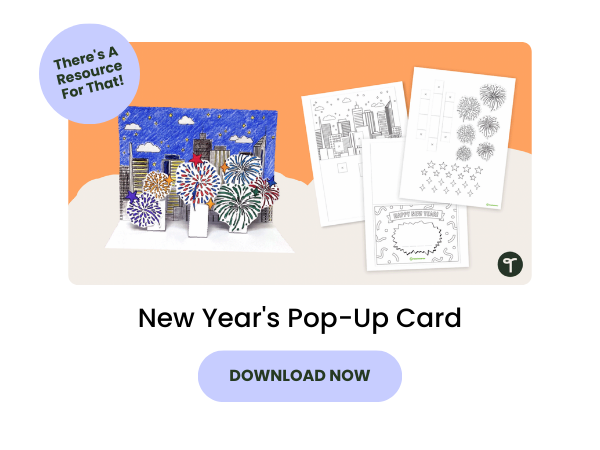 New Years Pop Up Card preview with purple 