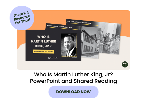 Who Is Martin Luther King, Jr? PowerPoint and Shared Reading with purple 
