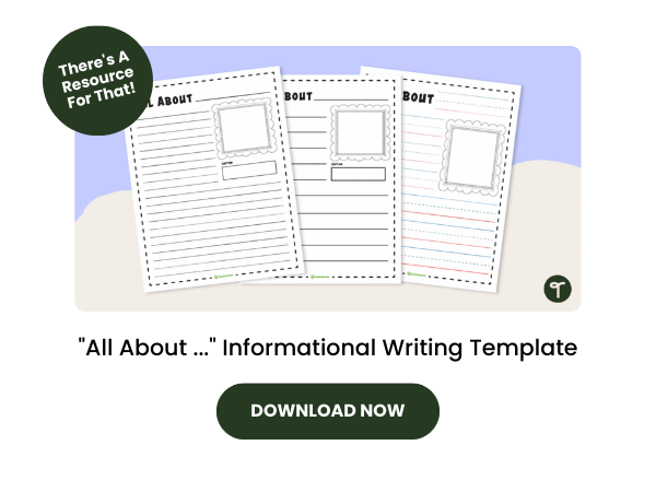 All About Informational Writing Template with dark green 