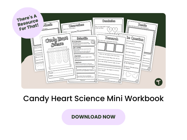 Candy Heart Science Mini Workbook with pink 