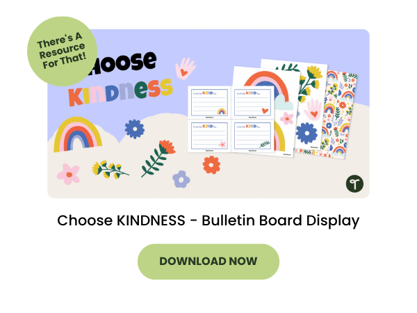 Choose Kindness bulletin board display with green 