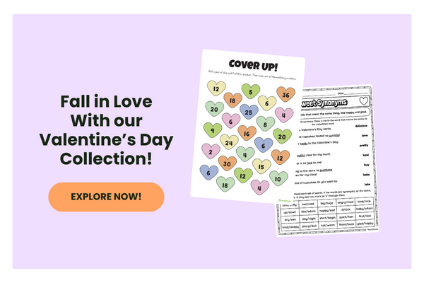A purple bubble with the text'Fall in Love With our Valentine’s Day Collection!'