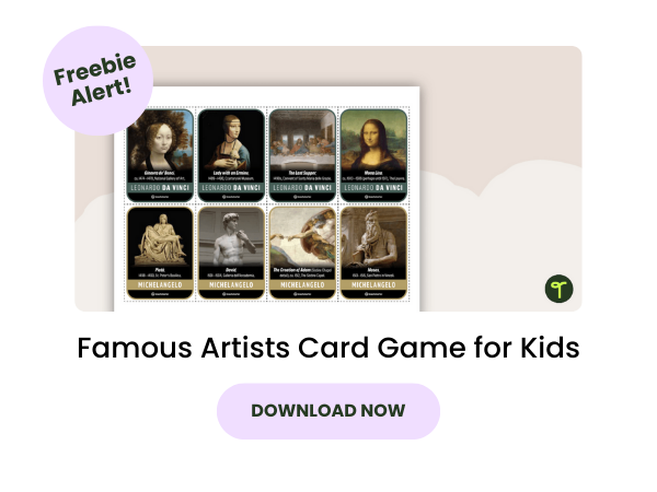 Famous Artists Card Game for Kids with pink 